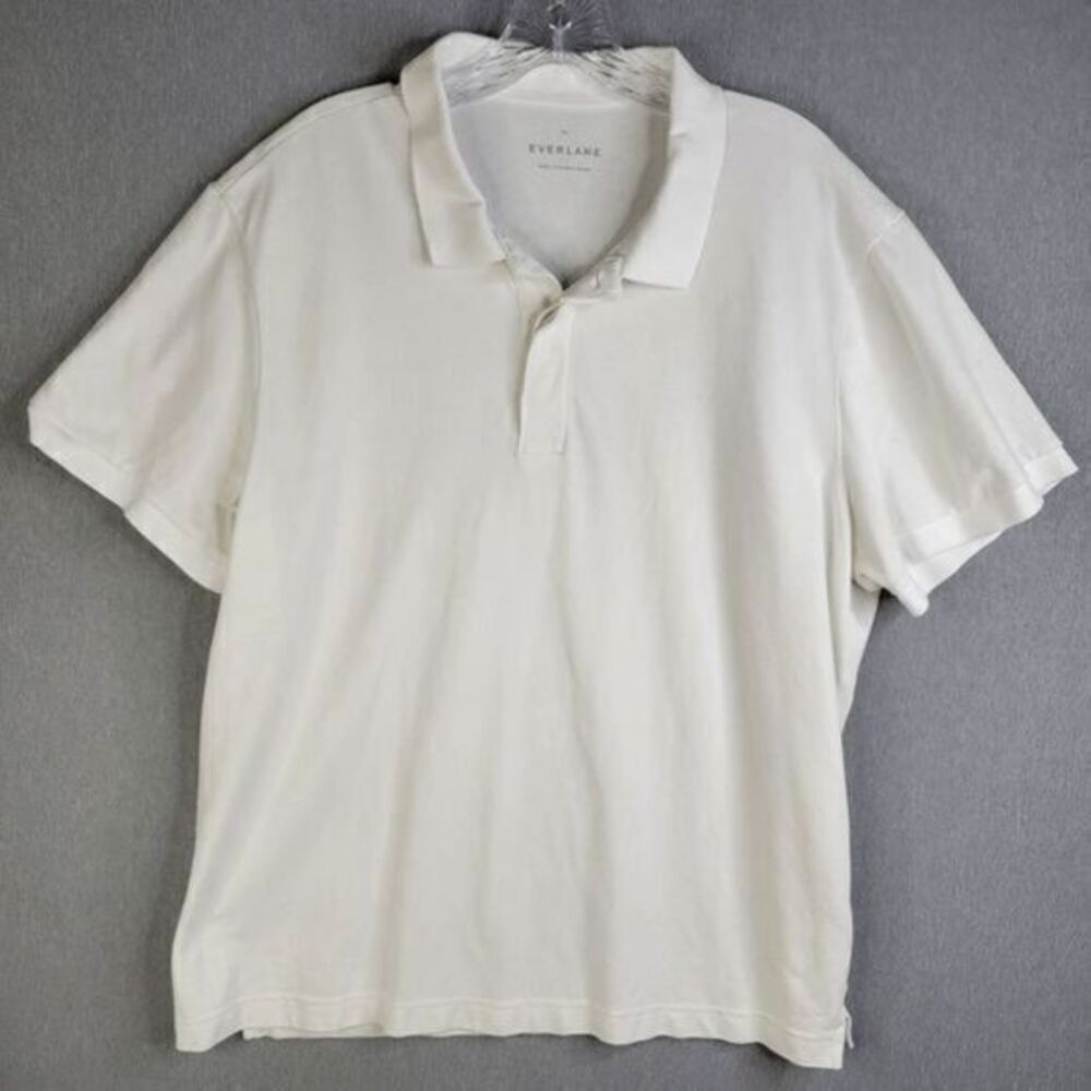 Everlane Men's Polo Shirt‎ XXL White Cotton Blend Colared Short Sleeve